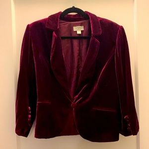 Burgundy velvet blazer Ann Taylor LOFT